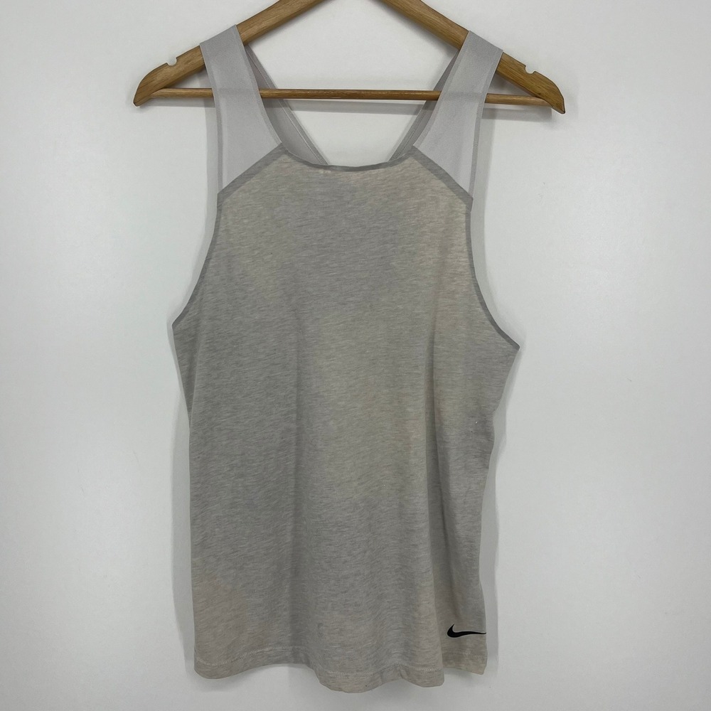 Nike Womens Dri-FIT Mesh Panel Training Tank Top Grey Size M Sleeveless